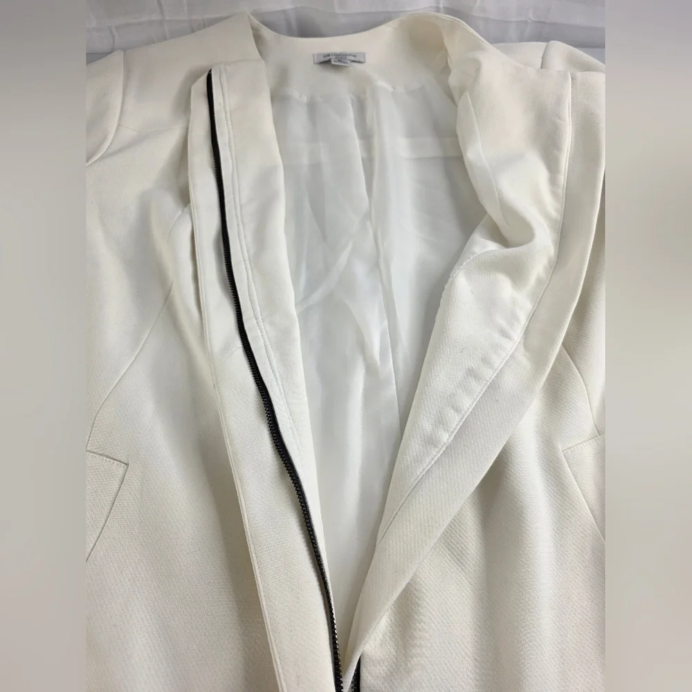 NWT Liz Claiborne 3X Cream Zippered Lined Long Blazer Jacket 3180-AV - Picture 11 of 13